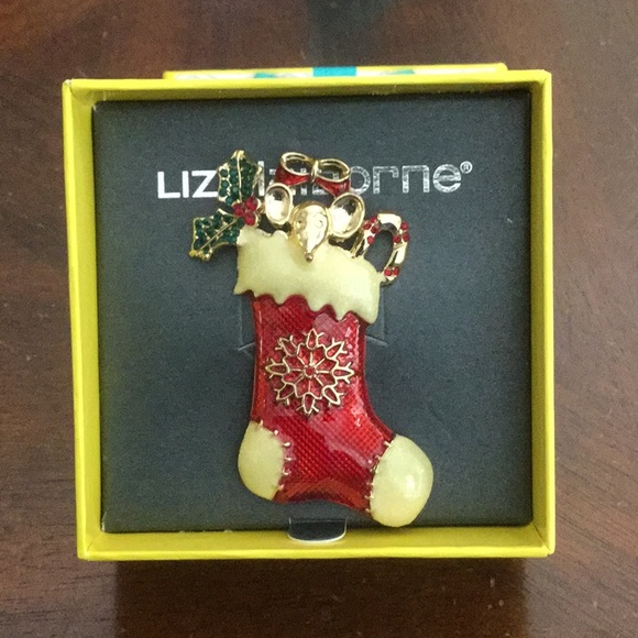 ❤️NWT Liz Claiborne Holiday Stocking Brooch ❤️ - Picture 4 of 6